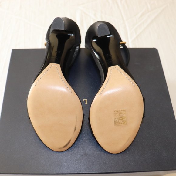SOLD Ralph Lauren Purple Label Daylen Bow Satin Sandals Black size 37 - Picture 7 of 7
